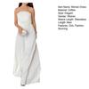Summer Pleated Chiffon Dress for Women Shell Design Strapless Tube Top Maxi Flowy Dress Backless Formal Wedding Guest Dress
