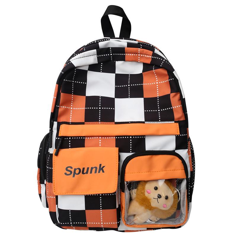 

Школьная сумка женская цветовая гамма Клетка Мори третий-шестой класс девочки мальчики большая вместимость ученики средней школы рюкзак Without pendant оранжевый