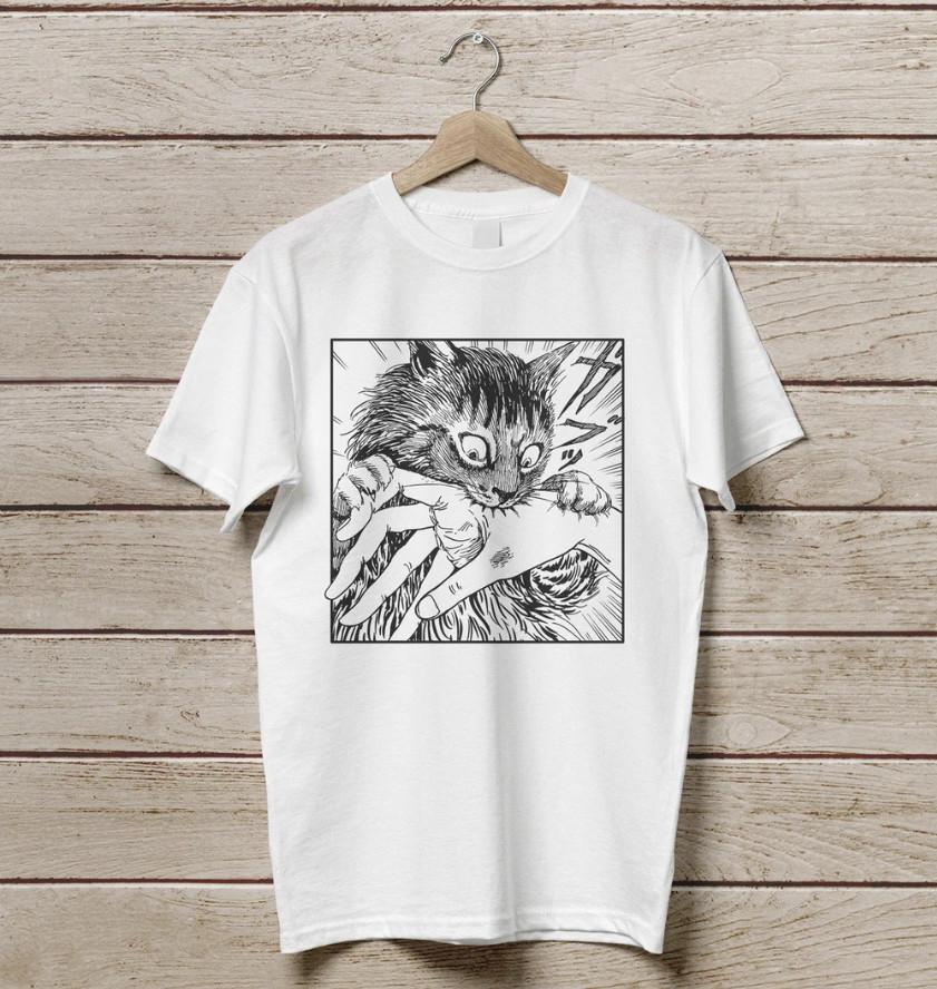 

Cat Bite Japanese Horror Comic Graphic Unisex T-shirt, S-4XL 4XL