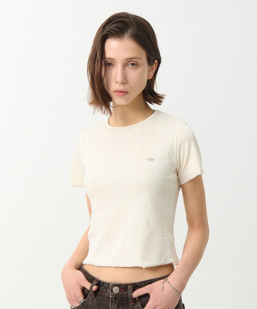 Yujen Small Logo Punched Short Sleeve T-Shirt_Ivory