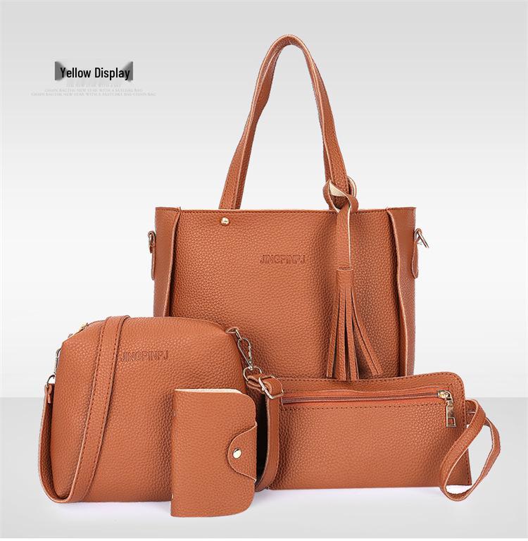 2022 Lychee Grain Women's Four-Piece Handbag Set - Stylish, Versatile, Large Capacity
