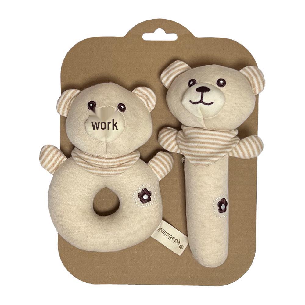 Mamibeby Organic Cotton Baby Toy Set: Cute Animal Hand Rattle & Squeaky Stick