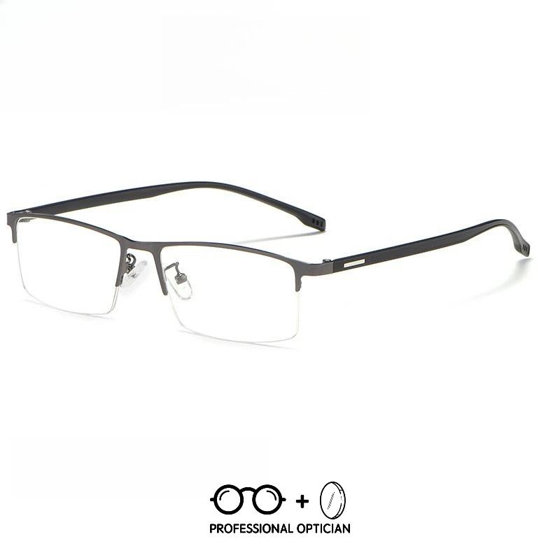 

Сверхлегкий металлический сплав для мужчин, деловая полуободковая оправа, миопия, гиперметропия, астигматизм, очки с рецептурными линзами, блокирующие синий свет Single Version&1.56&None