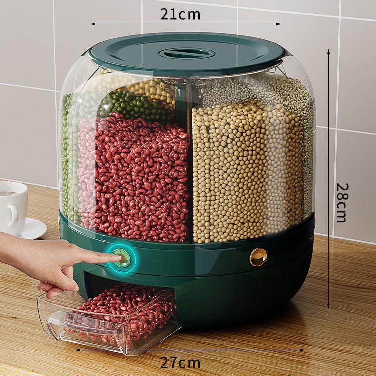 2024 Rotating Rice Storage Cylinder: Insect-Proof, Moisture-Proof, Sealed Grain Box for Home