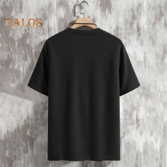 Men's Waffle V-Neck T-Shirt Solid Color Casual Tee Shirt Summer Short-Sleeved Pullover Top for Daily Outings Home Gym Street Wear