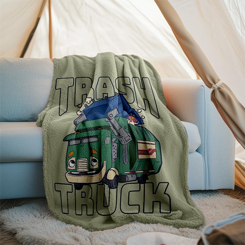 Trash Truck Theme Printed Blanket - Perfect for Couch, Bed, Travel & Outdoor Use | Machine Washable, Cozy & Durable.