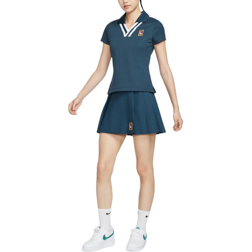 Nike Fashionable Comfortable Skin-Friendly Short Sleeve Polo Shirt Women tops Navy-Blue FZ0277-478