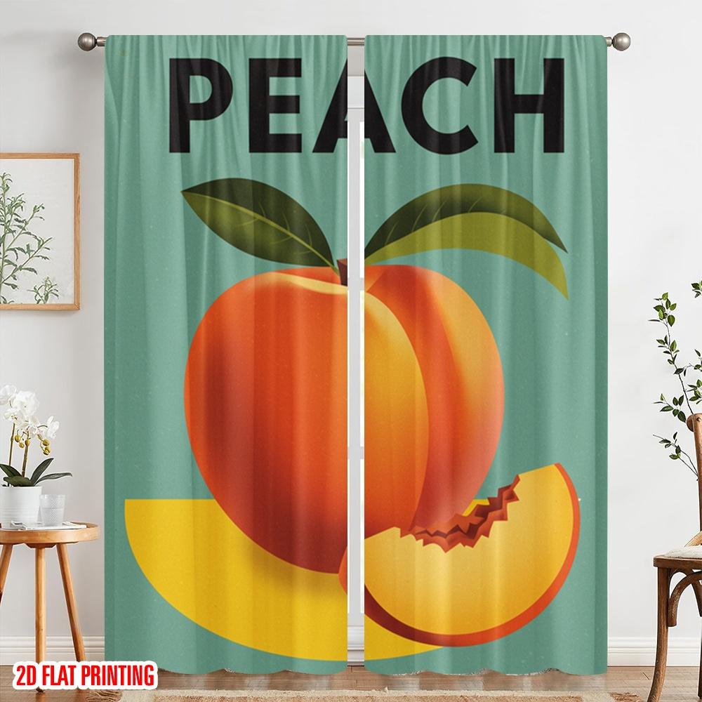 2pcs 2D flat printing Scene Curtain Bauhaus Peach Collection Polyester Without Electricity Seasonal Party & Holiday Decor