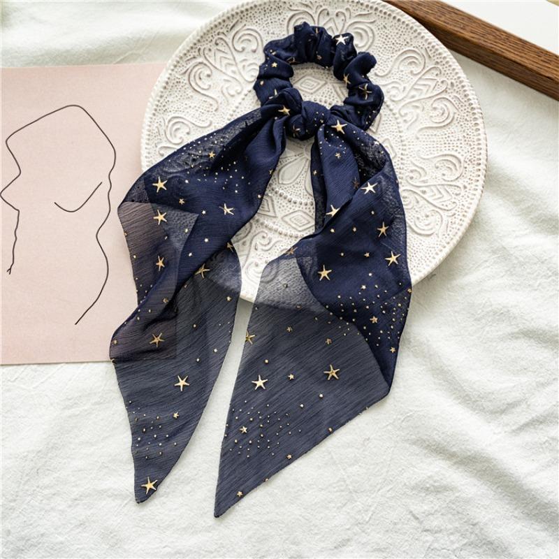 Spring and summer new chiffon star ponytail streamer large intestine ring hair accessories female tie hair ring spot