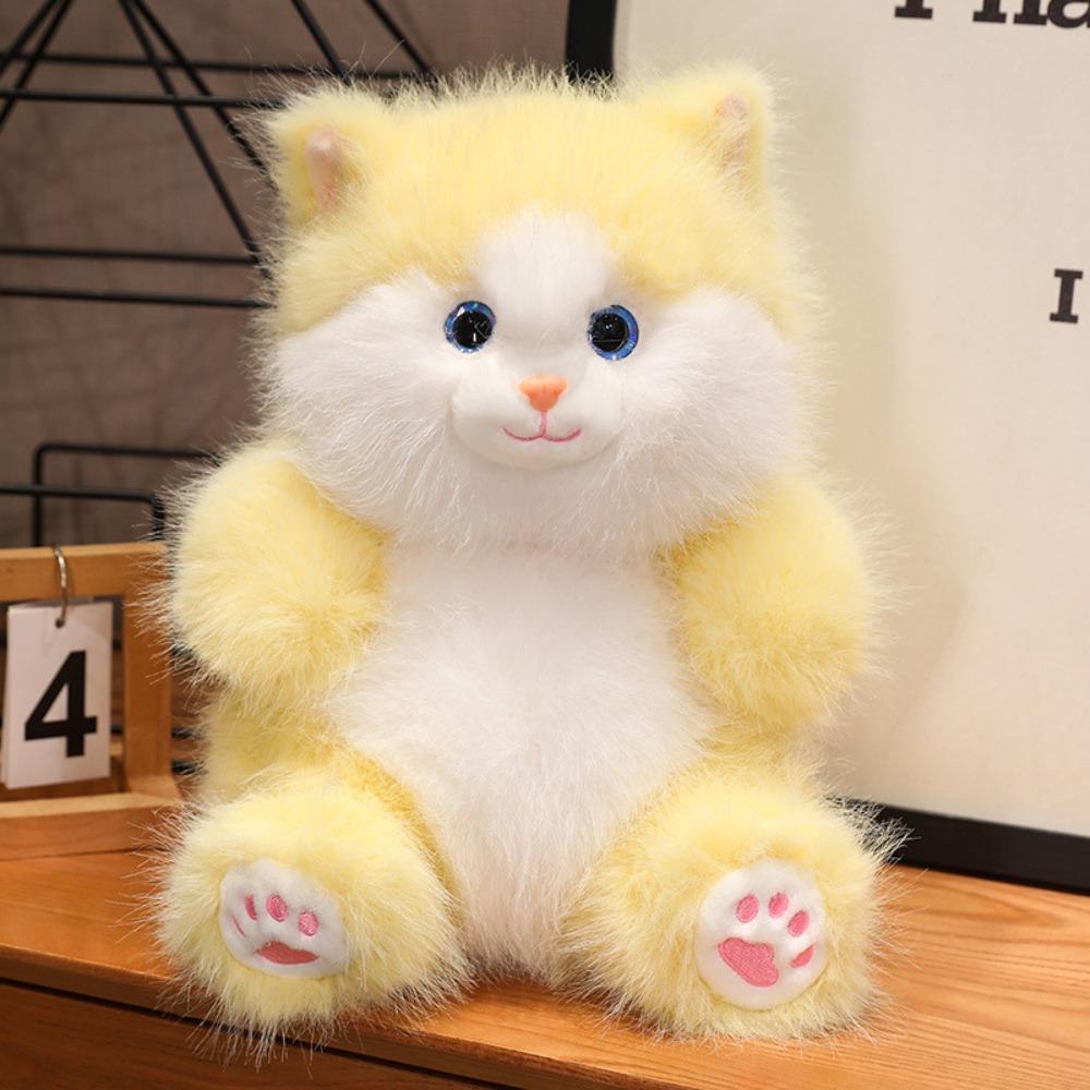 Soft Simulation Cat Plush Toys PP Cotton Gray Kitten Soft Dolls  Decorate Present