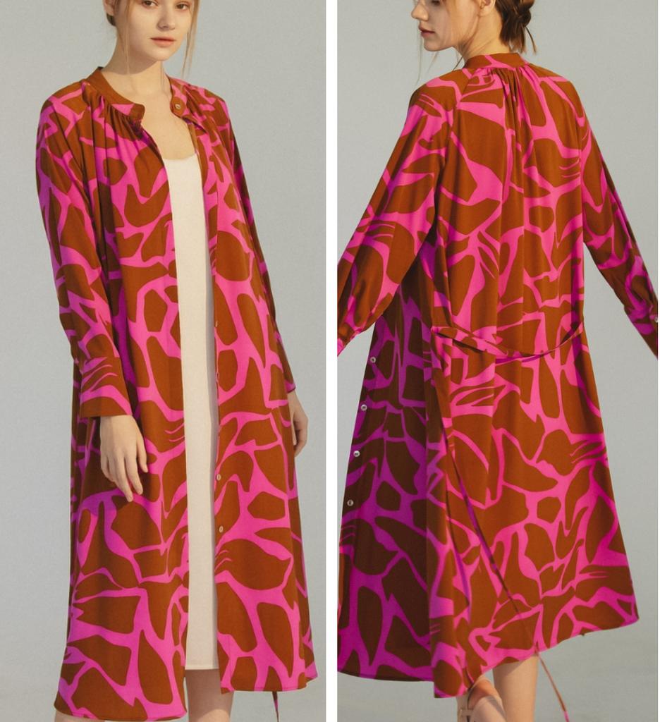 Ellichoi Nolita Printed Shirt Dress [Fuchsia]