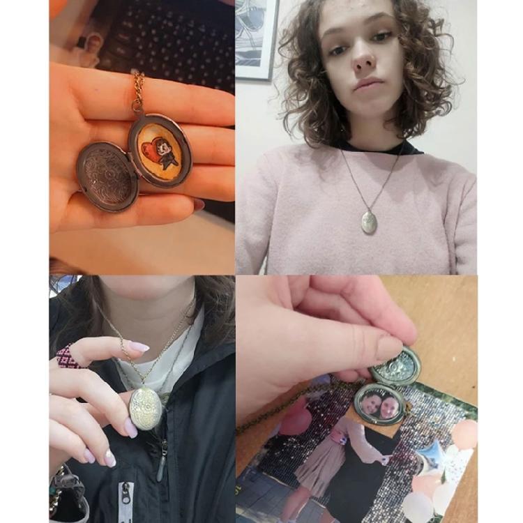 Colar com Pingente de Medalhão Gravado para Foto para Joias de Menina Aniversário