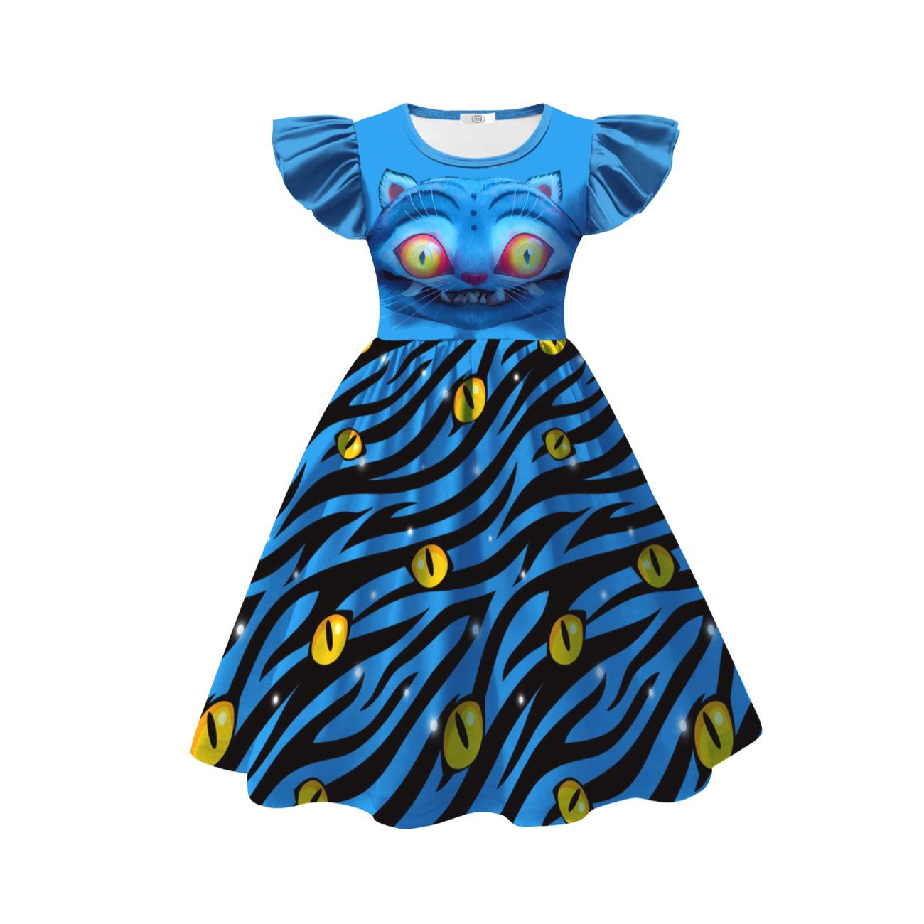 

K-pop Охотники на демонов Принт кошки-мессенджера Платья принцессы для девочек 160