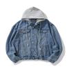 Herr Höst Oversize Harajuku Jeansjacka med Huva - Trendig Koreansk Stil