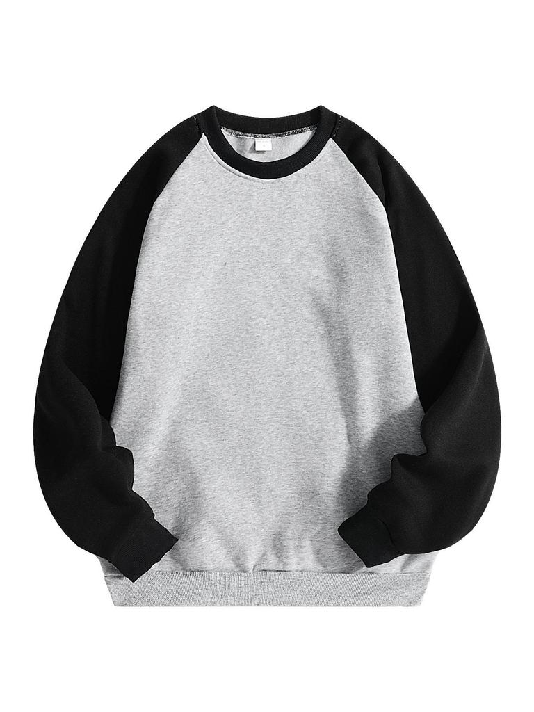 Plus Size Men's Fleece Sports Set: Loose Round Neck Sweatshirt & Running Suit
