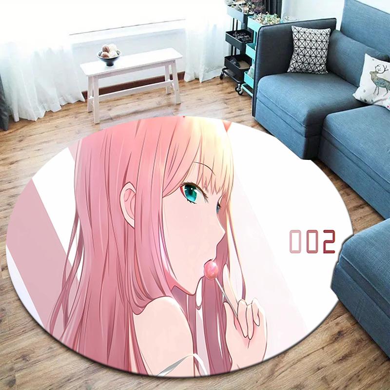 Franxx Round Area Rug Carpet Rug For Living Room Bedroom Sofa Playroom Decor Nonslip Floor Mat