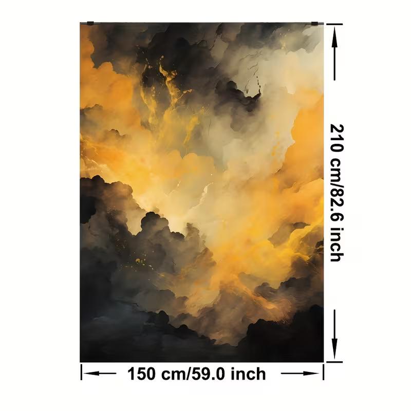 2D Printing Black & Gold Smoke Backdrop for Professional Studio Shooting