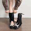 Fashion Cutout Cool Boots Women 2025 New Retro Sweet Round Head Bow Skinny Boots