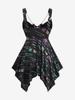 Rosegal  Plus Size Ombre Glitter Letters Print Lace Up Chain Backless Handkerchief Asymmetric Tank Top