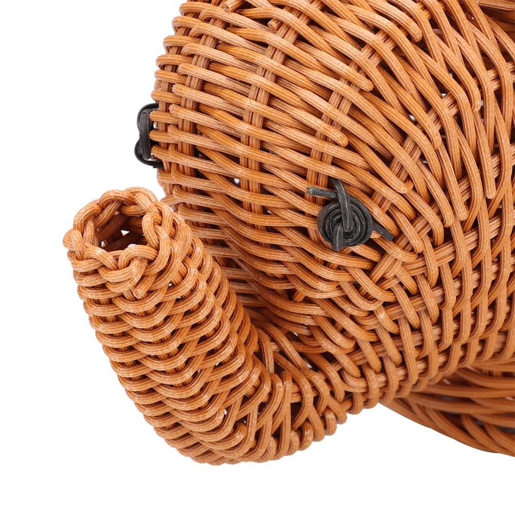 Cartoon Elefantenform Rattan Brot Obst Snacks Aufbewahrungskörbe Lebensmittel Servierkörbe(Braun)