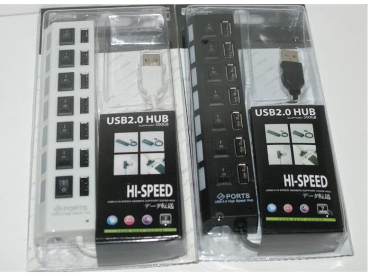 7-Port USB Hub with Individual Switches - Hub Expansion Splitter