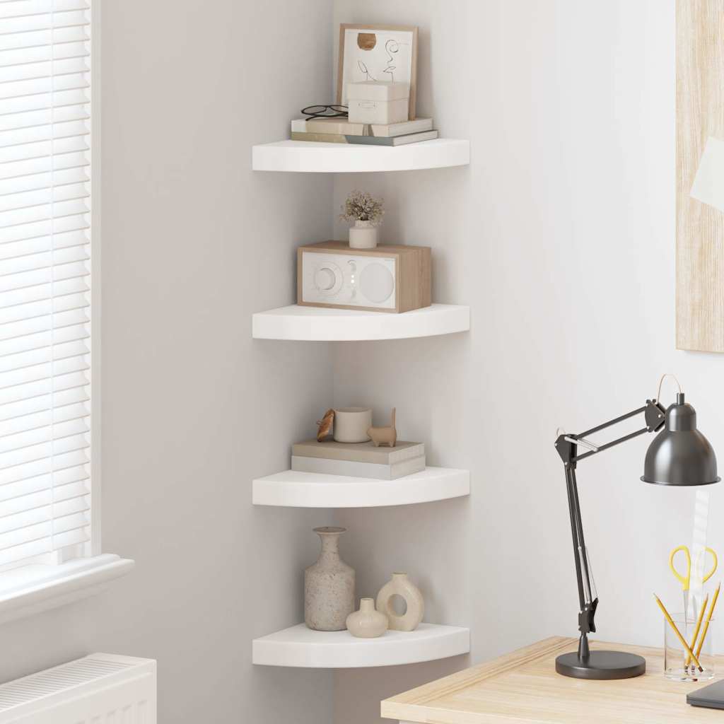 vidaXL Eck-Schweberegale 4 Stk. Weiß 25x25x3,8 cm MDF weiß