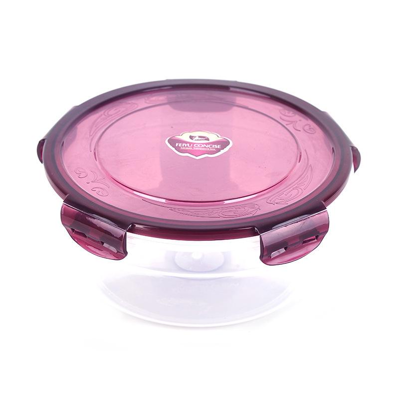 Round Plastic Food Storage Container with Sealed Lid for Office, Microwave, and Refrigerator Use