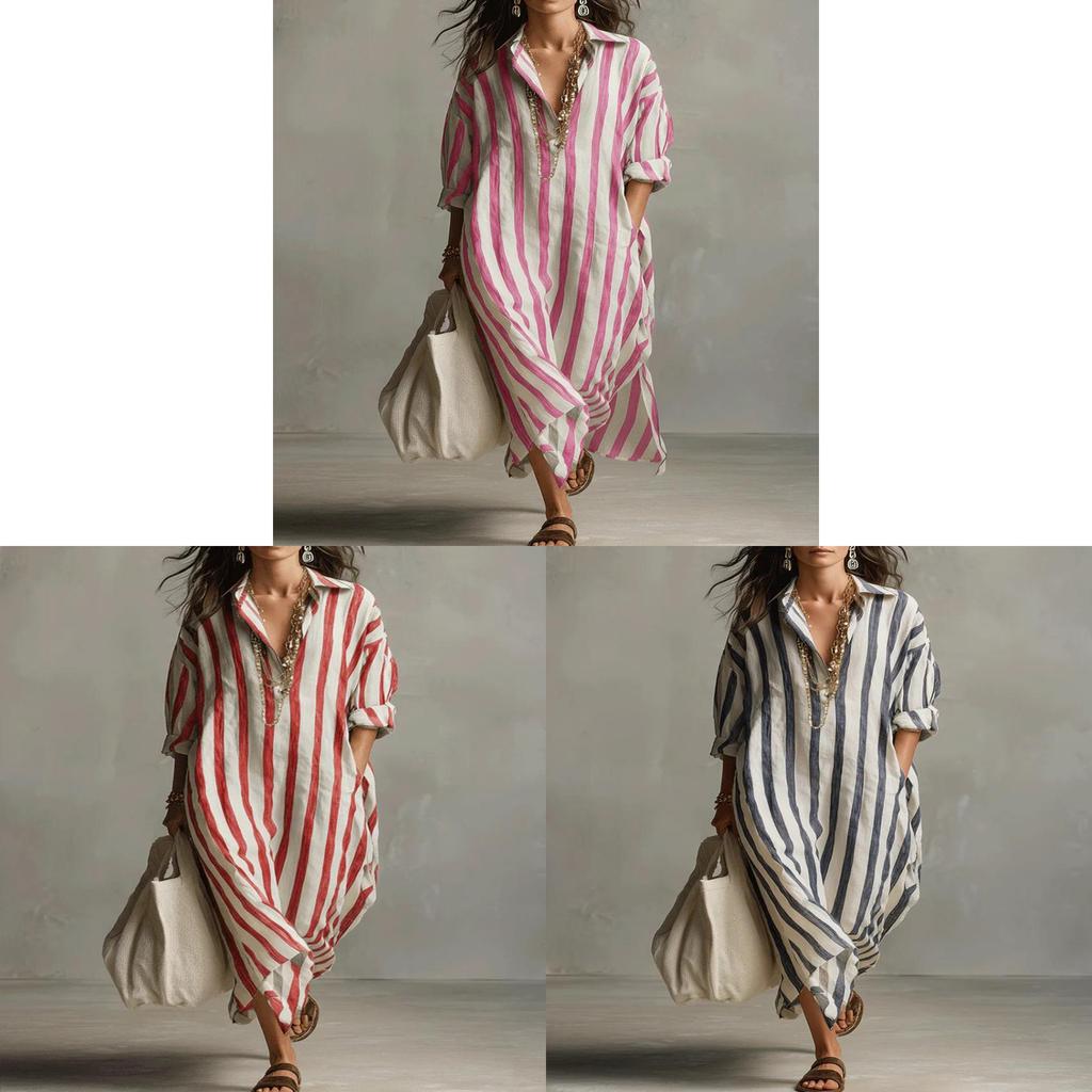 Stripe Shirt Dress With Pockets For Casual Summer Wear