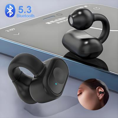 Mini Tek Kulaklık Bluetooth 5.3 Kulak Klipsi Kulaklık Desteği TWS Bağlantı Gürültü İptal HD Mikrofon Tüm Akıllı Telefonlar İçin Ağrısız Aşınma