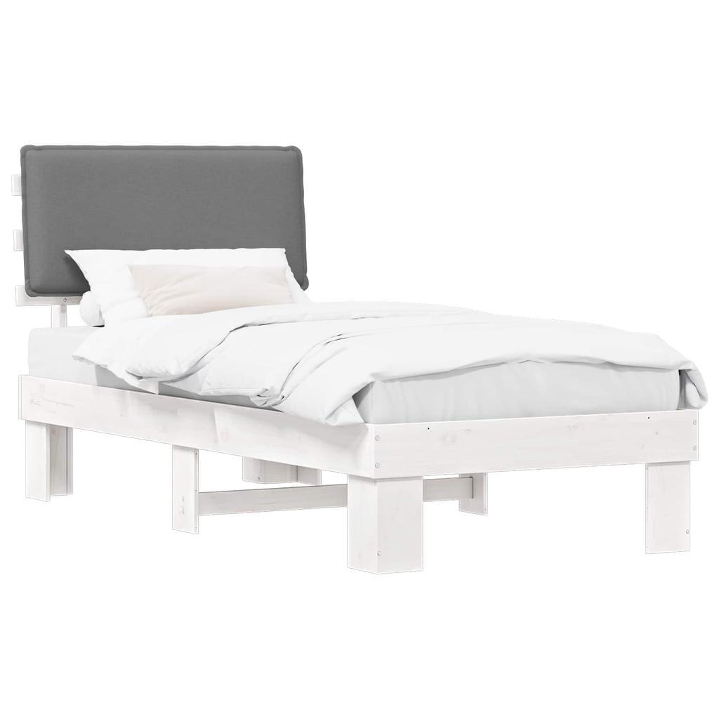 Bed Frame with Padded Headboard Light Grey 75 x 190 cm