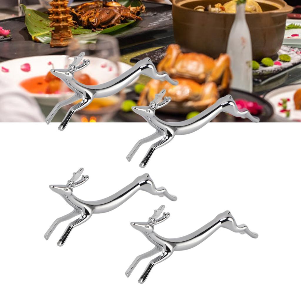 4PCS Cutlery Rest Silver Chopstick Stand Electroplated Polished Zinc Alloy Animal Shape Versatile Holder Rack for Fork Spoon
