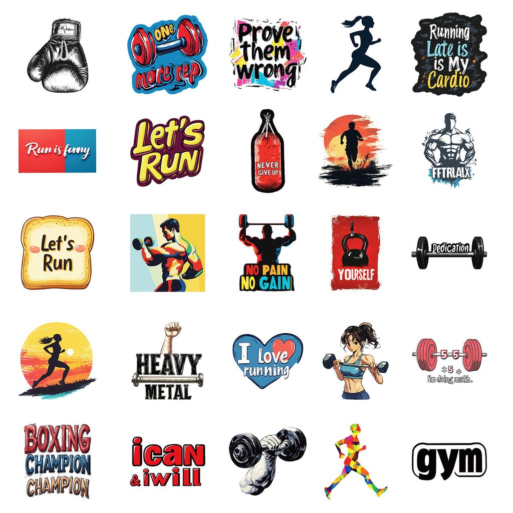 50 Cool Various Fitness Boxing Sports Graffiti Stickers Decorative Graffiti Stickers