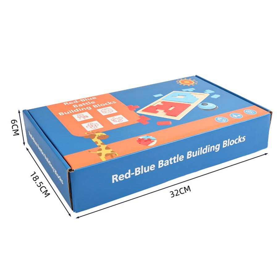 Montessori Kids Puzzle Board Game Red Blue Battle Blocks Brain Teaser Educational Toy Logic Thinking Parent Child Game