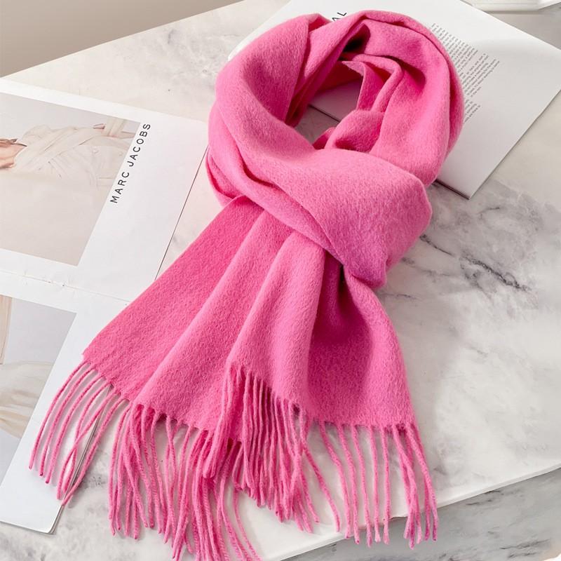 Womens White Wool Scarf Winter Warm Tassel Narrow Couple Style Student Fashion