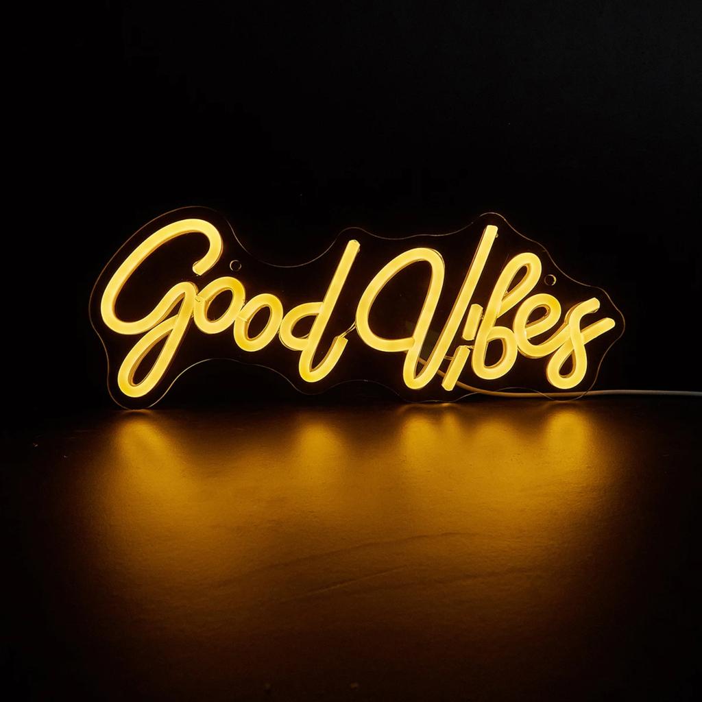 New Chi-buy LED Neon Goodvibes USB Powered Neon Signs Night Light 3D Wall Art & Game Room Bedroom Living Room Decor Lamp Signs