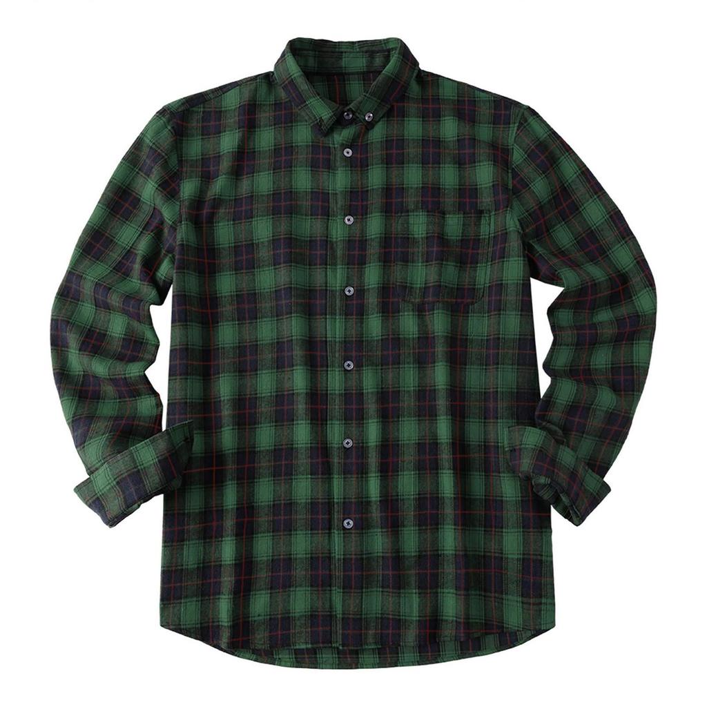 Erkek Düğme Aşağı Gömlek Casual Flanel Ekose Slim Fit Uzun Kollu Yayılmış Yaka Hafif Üstler