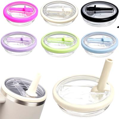 Large Capacity Reusable Cup Lid with Straw, Leak-Proof Single Hand Flip Cover Perfect for Sports & Outdoor Activities Ideal Gift