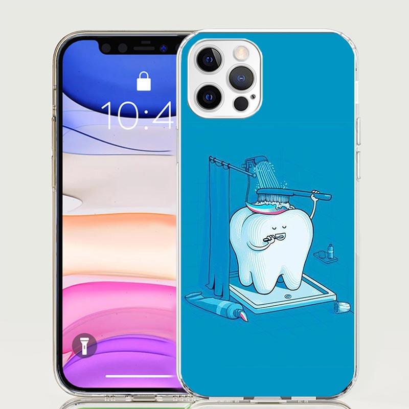 Wisdom Teeth Dentist Tooth Case Phone Cover for Apple iphone 16 15 14 13 12 Mini 11 Pro Max 16E X XS XR 7 Plus 8 + SE 2020 Trend
