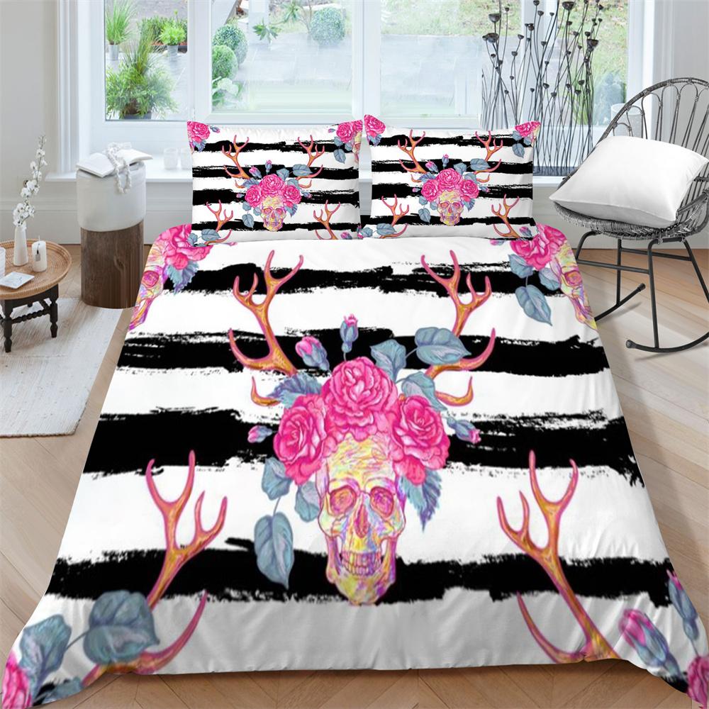 3D Skull Print Bed Suit Bedding Quilt Cover Home Bedclothes Kids Gift Microfiber Comforter Breathable Duvet Cover