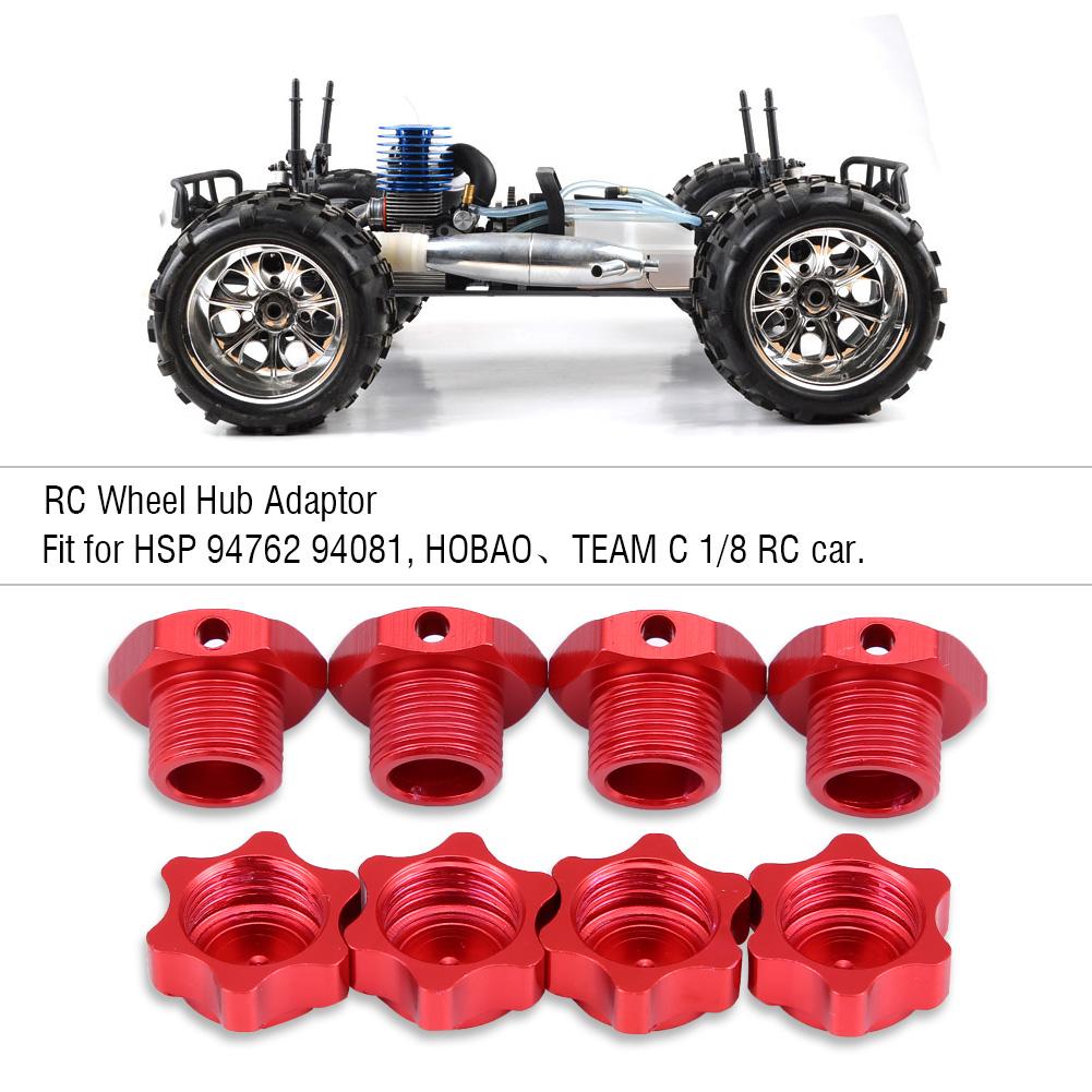 17mm Wheel Hex Hubs Adapter Nut Anti Dust Cover for HSP HOBAO TEAM C 1 8 RC Car (Red)