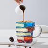 Book Mug Painted Book Coffee Cup Tea Mug Drinkware Tumbler Funny Decor Desk Accessories for Readers Women Librarian Birthday