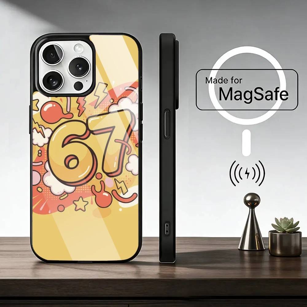 67 Six-S-Seven Phone Case For iPhone17,16,15,14,13,12,11 Plus,Pro Magnetic For Magsafe Wireless Charging