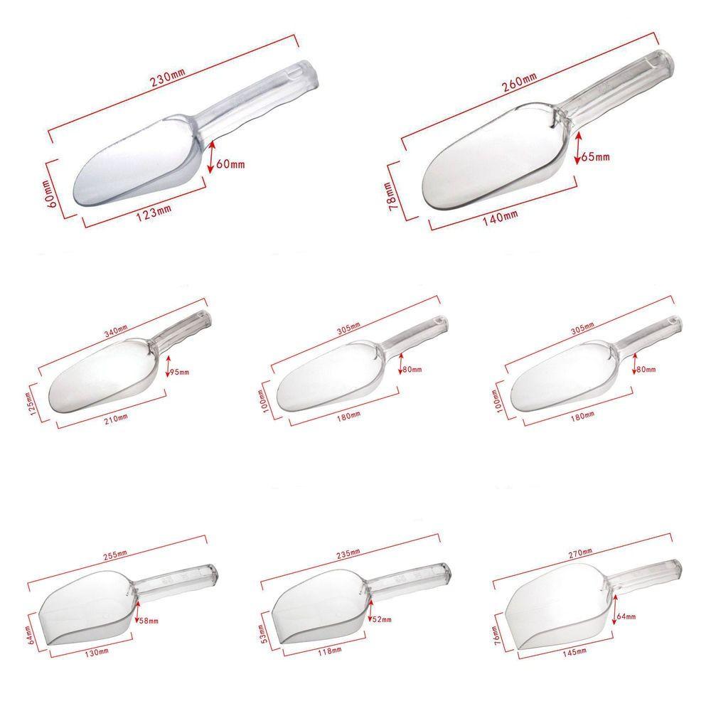 Transparenter Eiswürfelbehälter-Schöpfer Mini Runde/Eckige Öffnung Küchen-Utility-Schaufel Bar-Zubehör Ergonomischer Griff Lebensmittel-Schaufeln