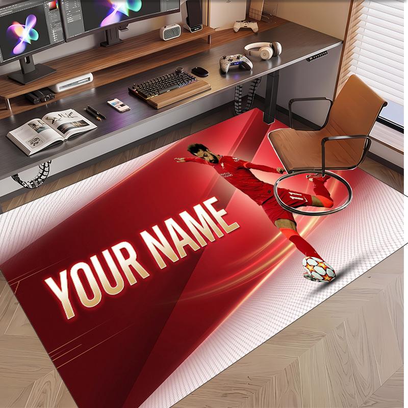 Personalized Crystal Velvet Carpet Mohamed Salah Pattern Non Slip Floor Rug