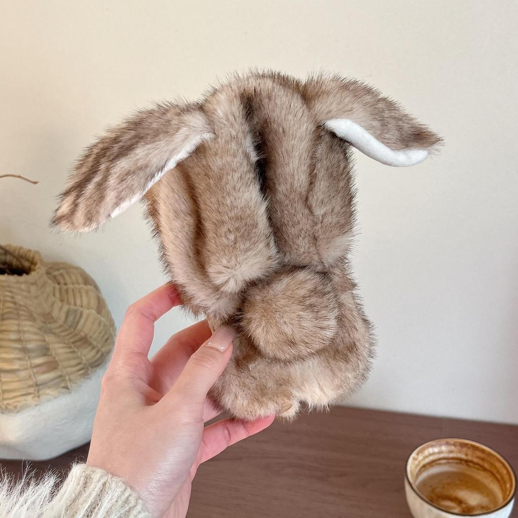 Fell-Kaninchen-Hut aus Kunstmink, Plüsch-Handyhülle für Apple 17 Pro Max