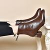 Pointed short boots women's thick heel autumn and winter velvet women's shoes medium heel high heels brown Martin boots women's