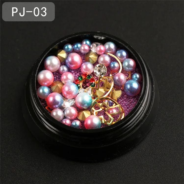 Mixed Colorful Pearl Willow Ding Jewelry with Irregular Small Beads Sparkling Nail Art Decoration DIY Mermaid Nails Products Set