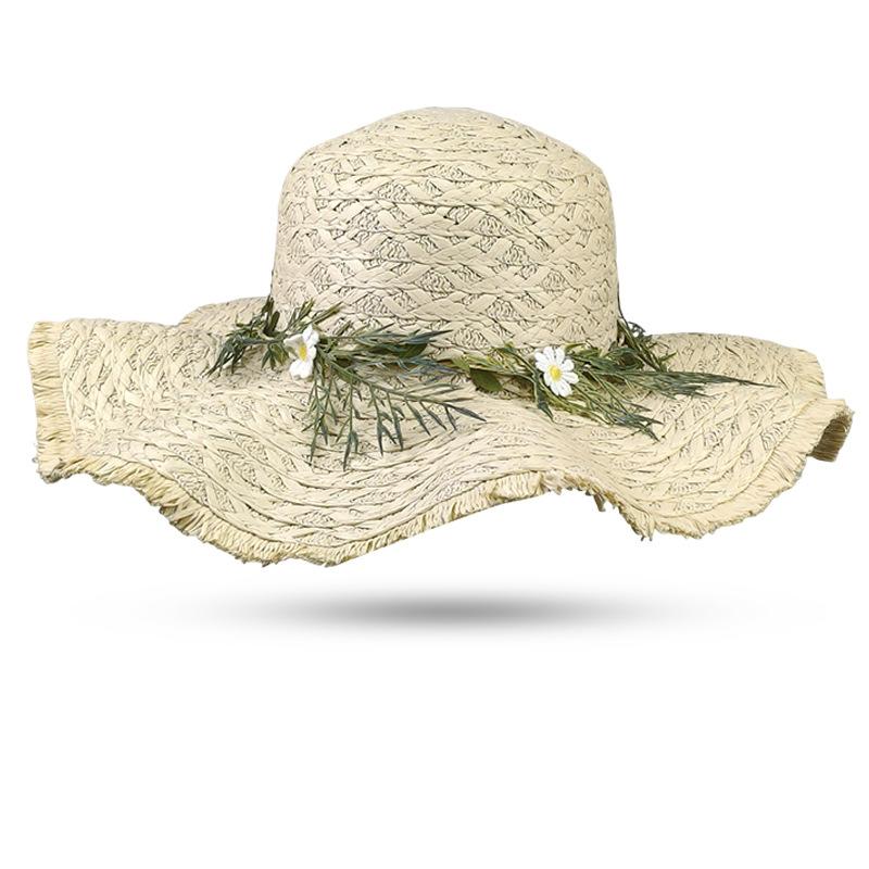 

Women s Summer Rustic Daisy Wreath Straw Hat – Versatile Wide-Brimmed Sun Hat for Outings and Holidays One Size
