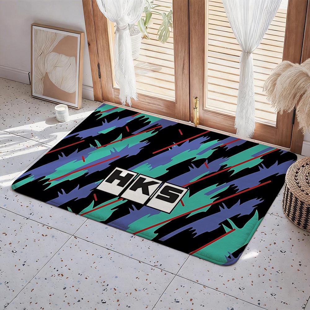Sport Car HKS JDM Floor Mat Eco  Flannel Doormat Non Slip Odorless Indoor Floor Rug Soft Short Plush Home Mat