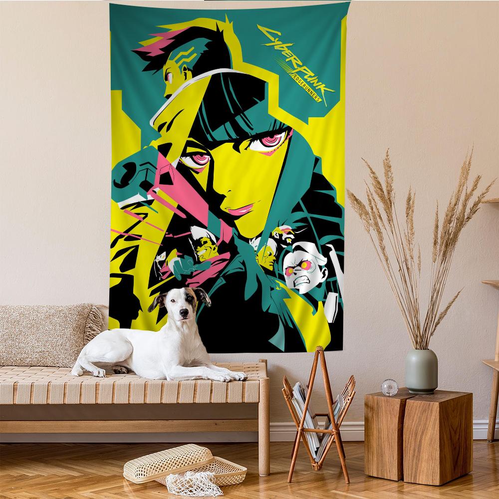 Anime CCyberpunk EEdgerunners Colorful Tapestry Wall Hanging Bohemian Wall Tapestries Mandala Wall Art Decor